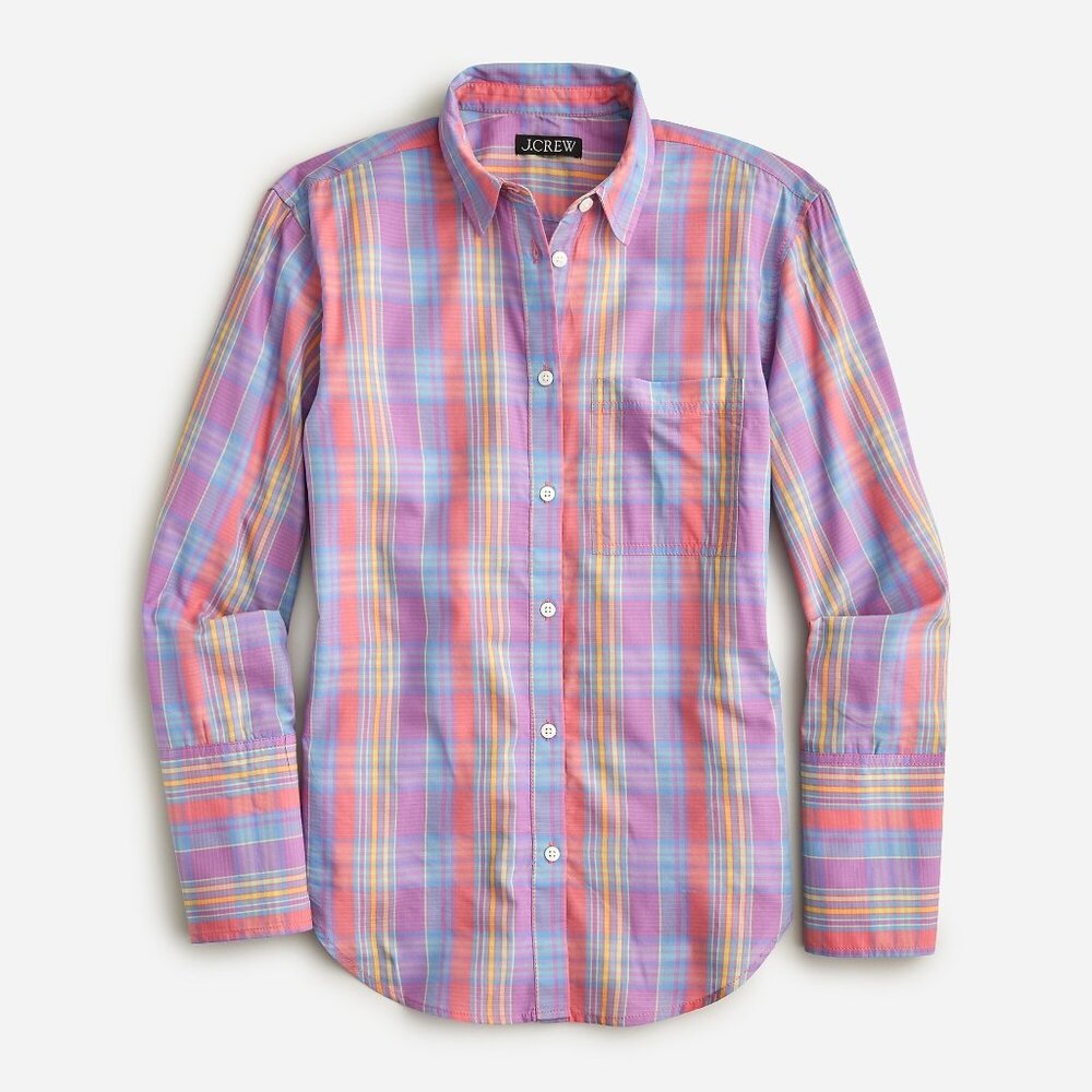 J. Crew Garcon Cotton Voile Shirt in Sunset Plaid Size 6